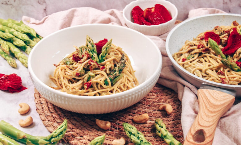 Spaghetti mit grünem Spargel